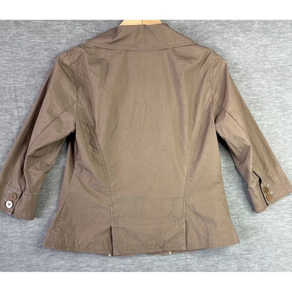 Sigrid Olsen Coat Jacket Safari Sz 4 Brown Cotton 3/4 Sleeve Vtg Y2K Academia - Picture 10 of 16
